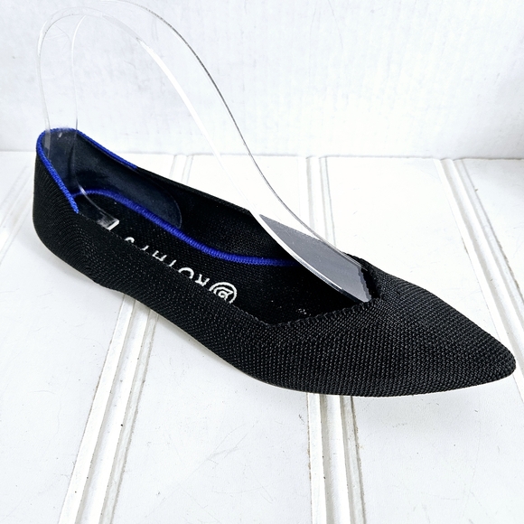 Rothy’s The Point Black Ballet Flats Womens 8.5 Recycled Knit Slip On Washable